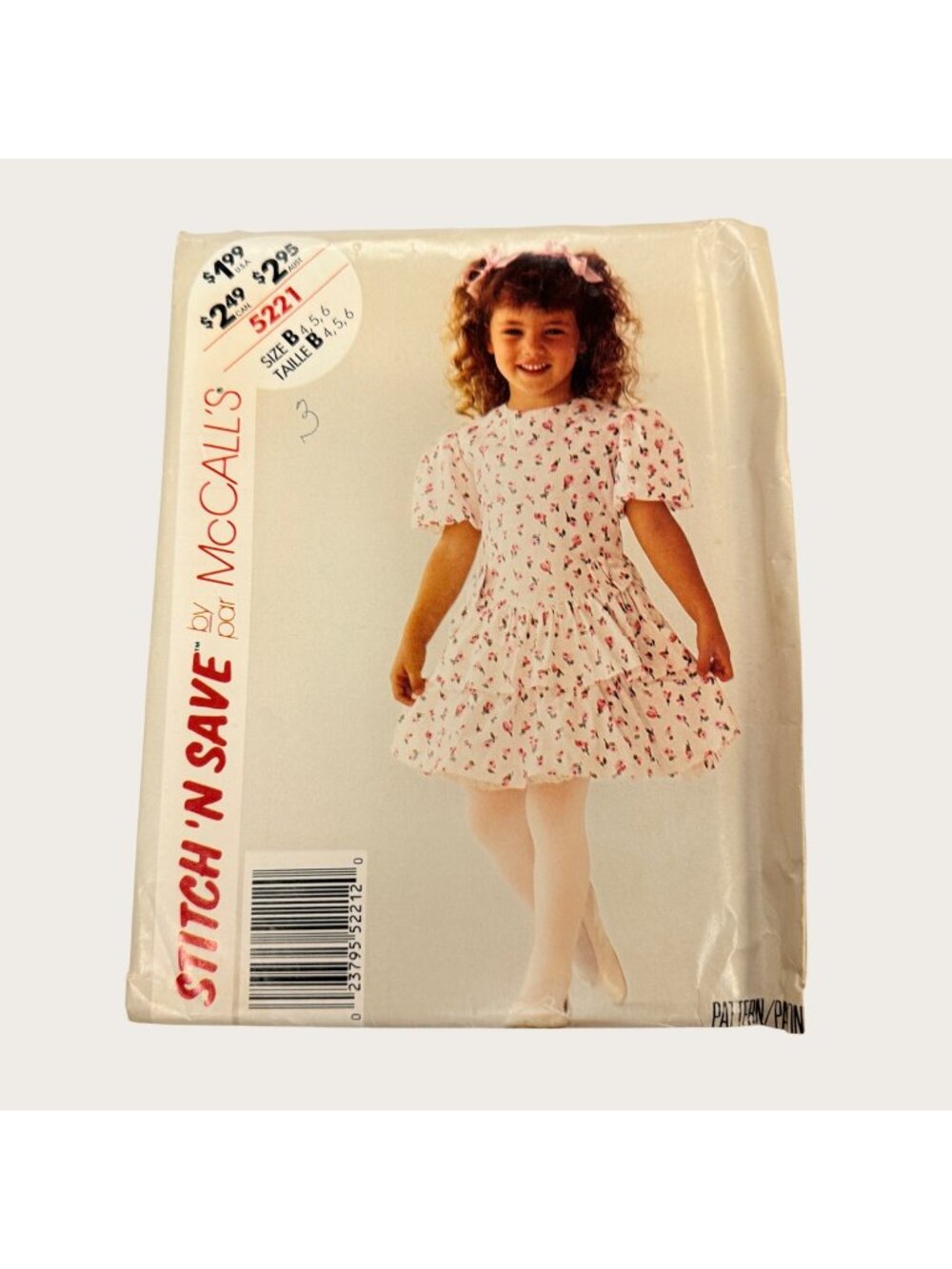 Vintage 1990s McCalls Sewing Pattern 5221 Girls Dress Size 4-6 Uncut